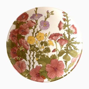 Italian Ceramic Floral Plate from Ernestine Salerno, 1950s-GKB-845871