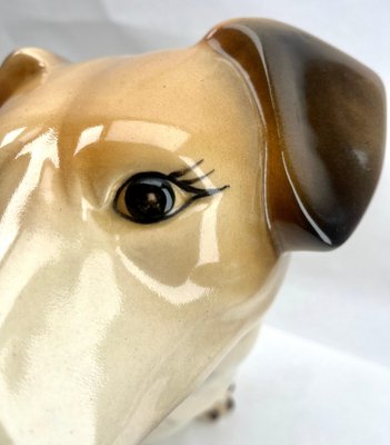 Italian Ceramic Glazed Handpainted Dog Sculpture, 1950s-MJY-1740100