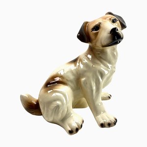 Italian Ceramic Glazed Handpainted Dog Sculpture, 1950s-MJY-1740100