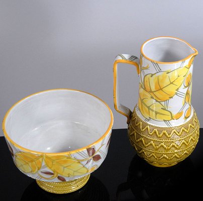 Italian Ceramic Jug and Bowl Set from Fratelli Fanciullacci, 1960s, Set of 2-GIW-619849