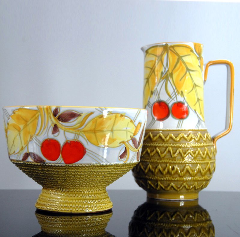 Italian Ceramic Jug and Bowl Set from Fratelli Fanciullacci, 1960s, Set of 2