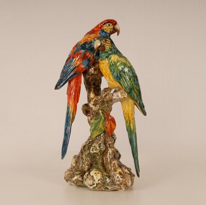 Italian Ceramic Parrots by Guido Cacciapuoti, Italy, 1930s-GOE-1034473