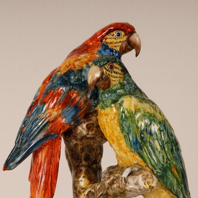 Italian Ceramic Parrots by Guido Cacciapuoti, Italy, 1930s-GOE-1034473