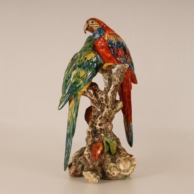 Italian Ceramic Parrots by Guido Cacciapuoti, Italy, 1930s-GOE-1034473