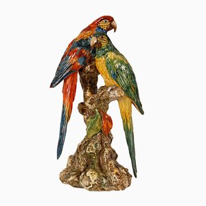 Italian Ceramic Parrots by Guido Cacciapuoti, Italy, 1930s-GOE-1034473