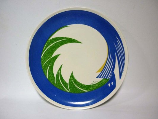 Italian Ceramic Plate by Gianni Dova for Ceramica Fiori Oscuri Milano, 1970s-GKB-841350