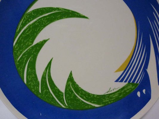 Italian Ceramic Plate by Gianni Dova for Ceramica Fiori Oscuri Milano, 1970s-GKB-841350