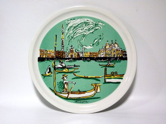 Italian Ceramic Plate by Remo Brindisi for Centro D'Arte Mercurio Milano, 1970s-GKB-841317