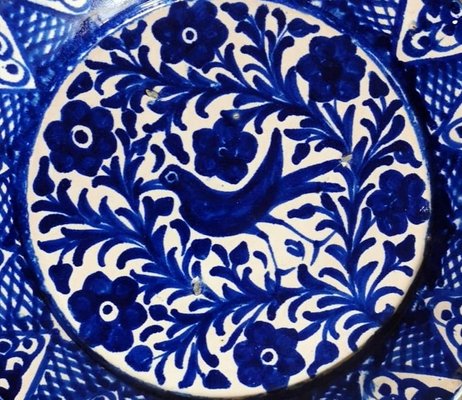 Italian Ceramic Plates with Cobalt Blue Decorations, Deruta, 1950s, Set of 5-QRS-1436254