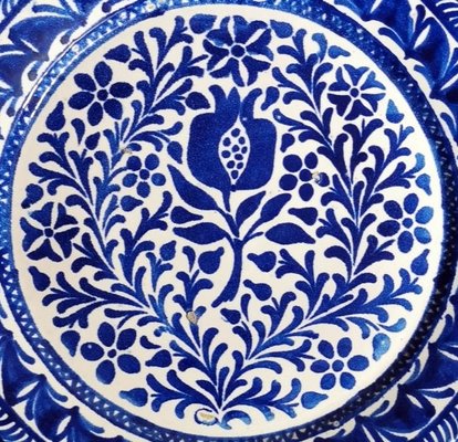 Italian Ceramic Plates with Cobalt Blue Decorations, Deruta, 1950s, Set of 5-QRS-1436254