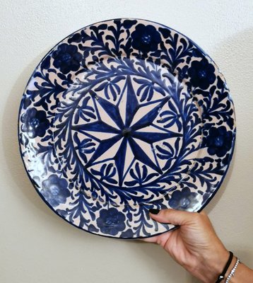 Italian Ceramic Plates with Cobalt Blue Decorations, Deruta, 1950s, Set of 5-QRS-1436254