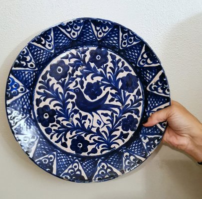 Italian Ceramic Plates with Cobalt Blue Decorations, Deruta, 1950s, Set of 5-QRS-1436254