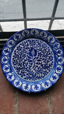 Italian Ceramic Plates with Cobalt Blue Decorations, Deruta, 1950s, Set of 5-QRS-1436254