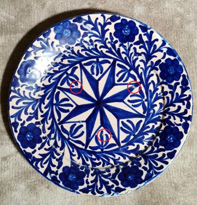 Italian Ceramic Plates with Cobalt Blue Decorations, Deruta, 1950s, Set of 5-QRS-1436254