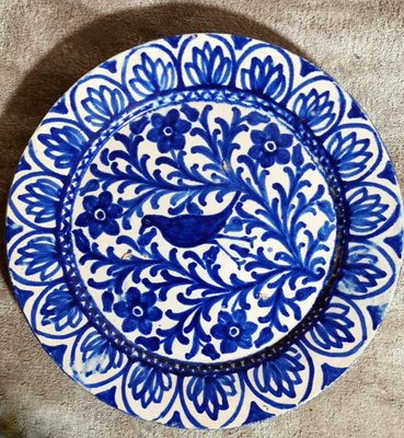 Italian Ceramic Plates with Cobalt Blue Decorations, Deruta, 1950s, Set of 5-QRS-1436254