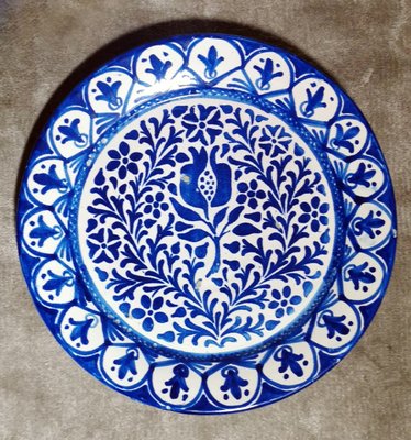 Italian Ceramic Plates with Cobalt Blue Decorations, Deruta, 1950s, Set of 5-QRS-1436254