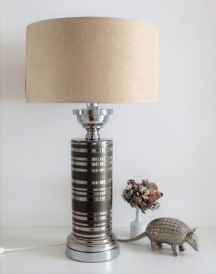 Italian Ceramic Table Lamp in Platinum Glaze by Aldo Londi, 1970s-VNE-990261