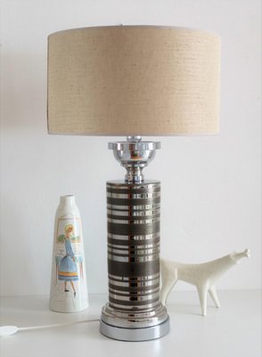 Italian Ceramic Table Lamp in Platinum Glaze by Aldo Londi, 1970s-VNE-990261