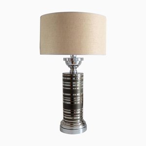 Italian Ceramic Table Lamp in Platinum Glaze by Aldo Londi, 1970s-VNE-990261