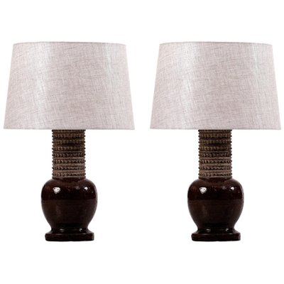 Italian Ceramic Table Lamps by Bitossi for Bergboms, 1960s, Set of 2-QU-1717450