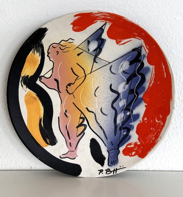 Italian Ceramic Wall Plate Decoration by Paolo Buggiani for Bitossi, 1989-VNE-2026906