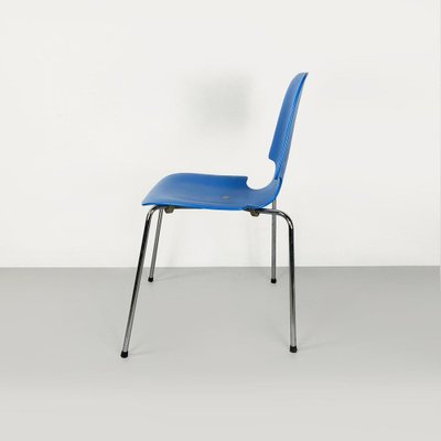 Italian Chair with Light Blue Wooden Shell and Chromed Steel Legs, 1960s-GDD-1743385