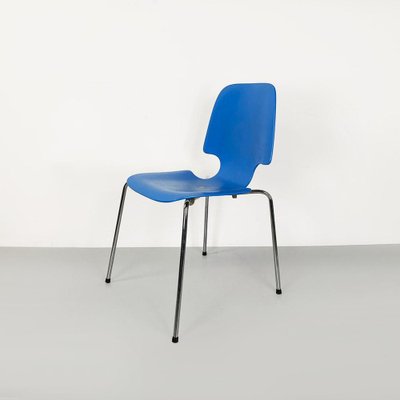 Italian Chair with Light Blue Wooden Shell and Chromed Steel Legs, 1960s-GDD-1743385