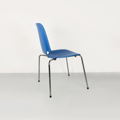 Italian Chair with Light Blue Wooden Shell and Chromed Steel Legs, 1960s-GDD-1743385