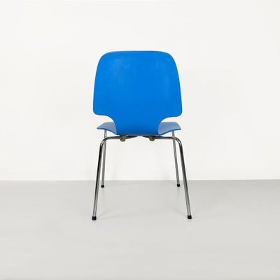 Italian Chair with Light Blue Wooden Shell and Chromed Steel Legs, 1960s-GDD-1743385