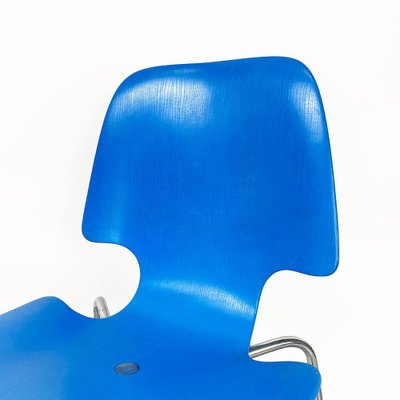 Italian Chair with Light Blue Wooden Shell and Chromed Steel Legs, 1960s-GDD-1743385