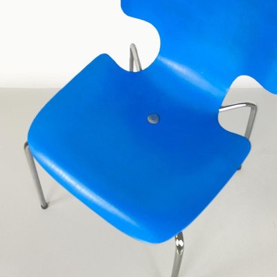 Italian Chair with Light Blue Wooden Shell and Chromed Steel Legs, 1960s-GDD-1743385