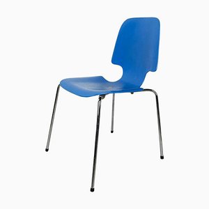 Italian Chair with Light Blue Wooden Shell and Chromed Steel Legs, 1960s-GDD-1743385