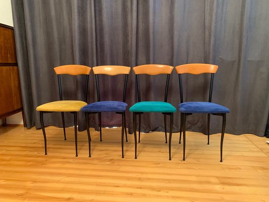 Italian Chairs in Alcantara, 1980s, Set of 4-VQM-1336756