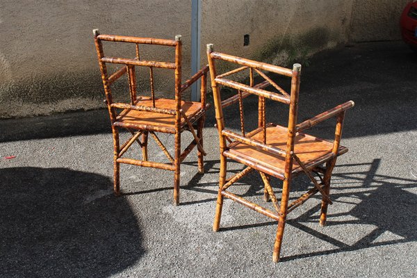 Italian Chairs in Bamboo and Brass Italy, 1950s, Set of 2-EH-1094601