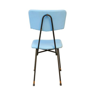 Italian Chairs in Blue Leatherette and Metalic Structure by Luigi Scremin, 1950, Set of 10-UZ-1270586