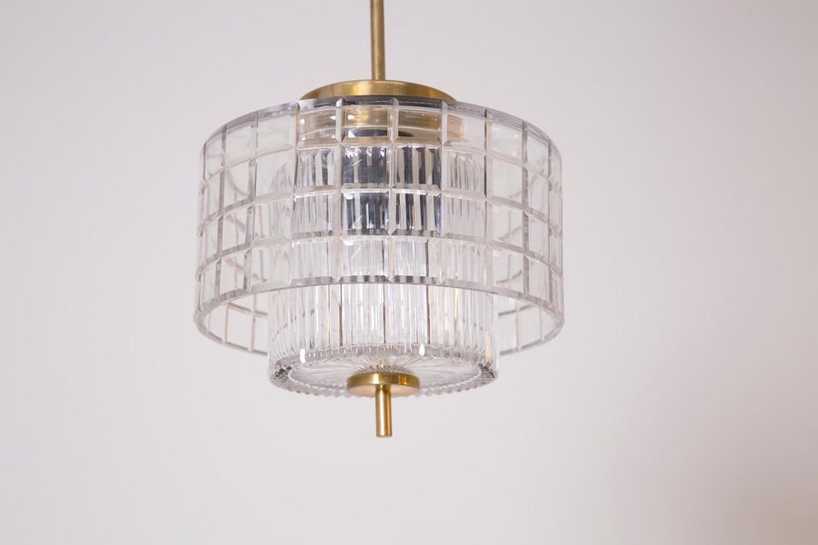 Italian Chandelier in Bohemia Crystal and Brass, 1960s