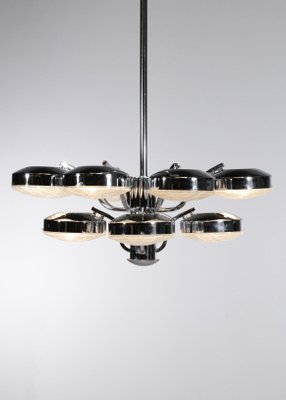 Italian Chandelier in Chrome Plated Metal with Glass Tiles by Gaetano Sciolari, 1970s-YU-1312229