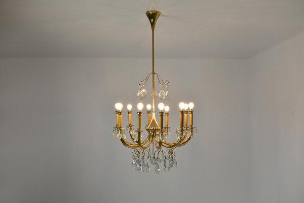 Italian Chandelier in Crystal by Oscar Tolasco for Lumi Milano, 1950s-GXL-1392561