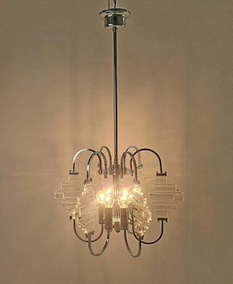 Italian Chandelier in Glass and Chrome by Sciolari, 1960-FO-2034085