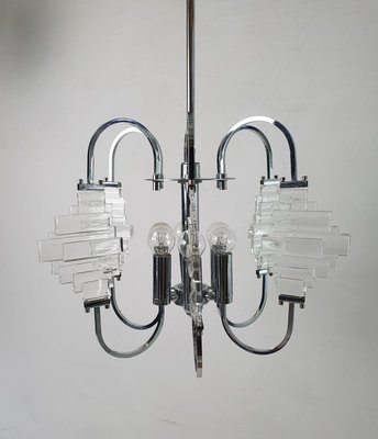 Italian Chandelier in Glass and Chrome by Sciolari, 1960-FO-2034085