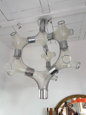 Italian Chandelier in Murano Glass & Metal Chrome attributed to Aldo Nason for Mazzega, 1970s-FUE-1395869