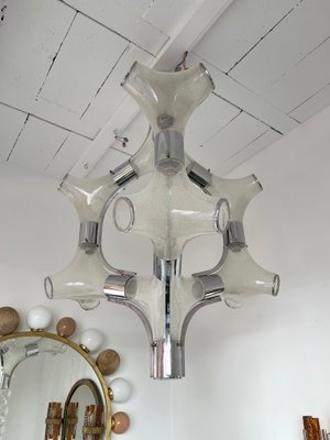 Italian Chandelier in Murano Glass & Metal Chrome attributed to Aldo Nason for Mazzega, 1970s-FUE-1395869