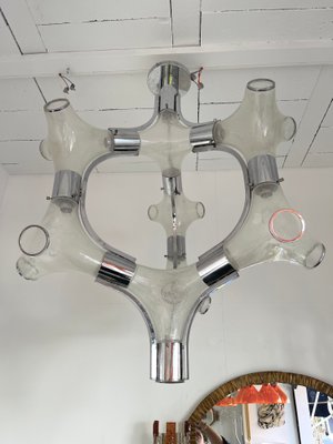 Italian Chandelier in Murano Glass & Metal Chrome attributed to Aldo Nason for Mazzega, 1970s-FUE-1395869