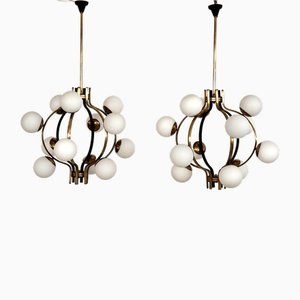 Italian Chandeliers from Stilnovo, 1950s, Set of 2-VNE-2016174