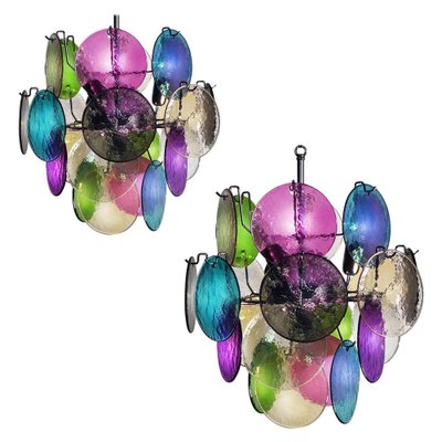 Italian Chandeliers in the style of Vistosi, 1980, Set of 2-OVO-1235346