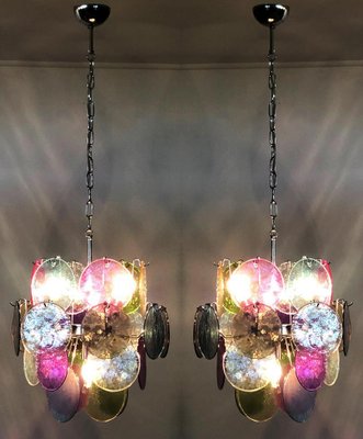 Italian Chandeliers in the style of Vistosi, 1980, Set of 2-OVO-1235346