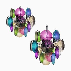 Italian Chandeliers in the style of Vistosi, 1980, Set of 2-OVO-1235346