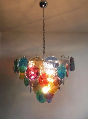 Italian Chandeliers with 50 Multicolored Murano Glass Discs, Set of 2-OVO-1235348