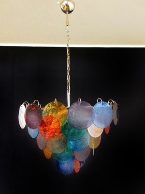 Italian Chandeliers with 50 Multicolored Murano Glass Discs, Set of 2-OVO-1235348