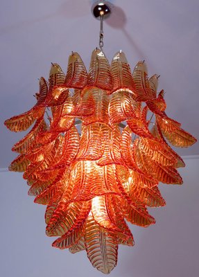 Italian Chandeliers with Leaves in the style of Barovier & Toso, Set of 2-OVO-1245621